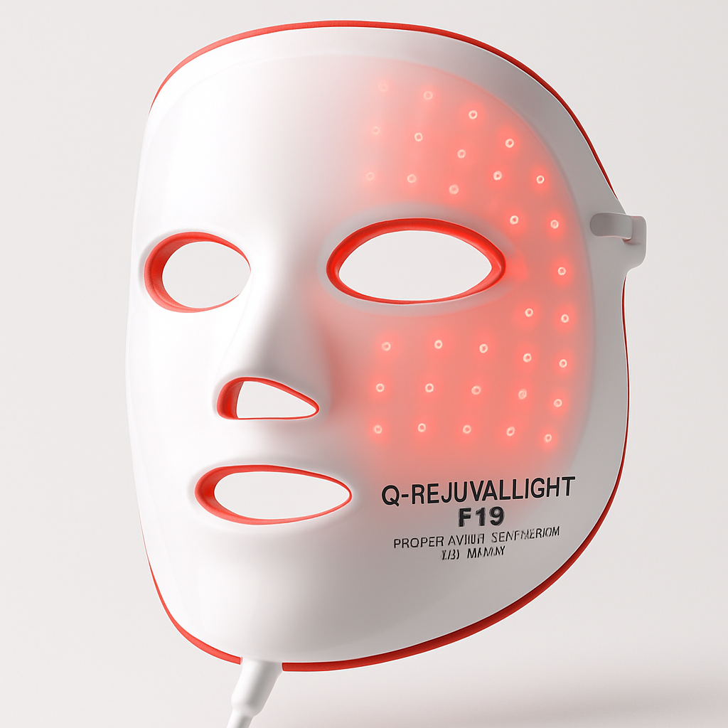 Close-up detail shot of Red Light Mask Q-Rejuvalight Pro | Professional LED Therapy At Home showcasing premium quality, product detail view