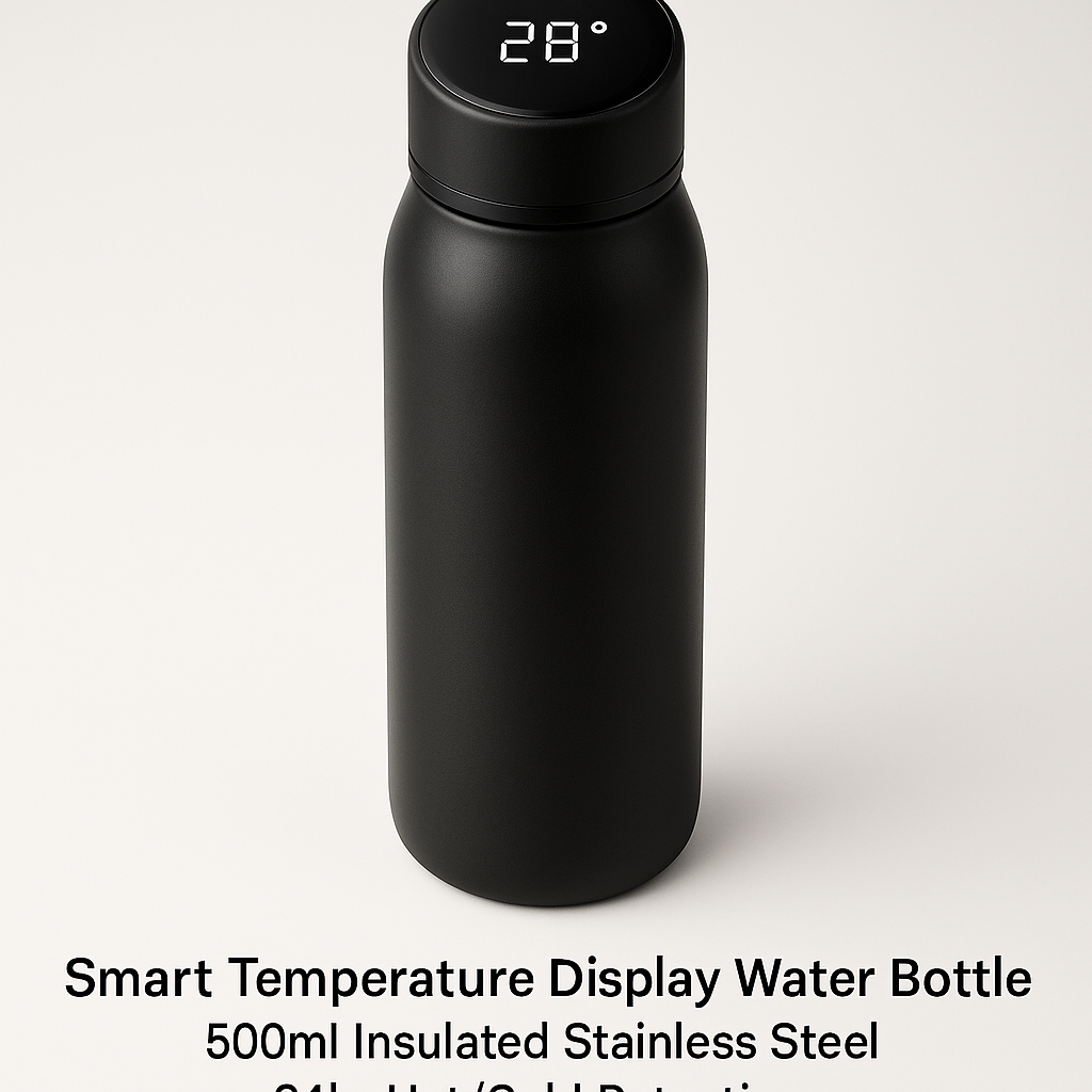 Customer testimonial image featuring Smart Temperature Display Water Bottle - 500ml Insulated Stainless Steel - 24hr Hot/Cold Retention, collection style layout