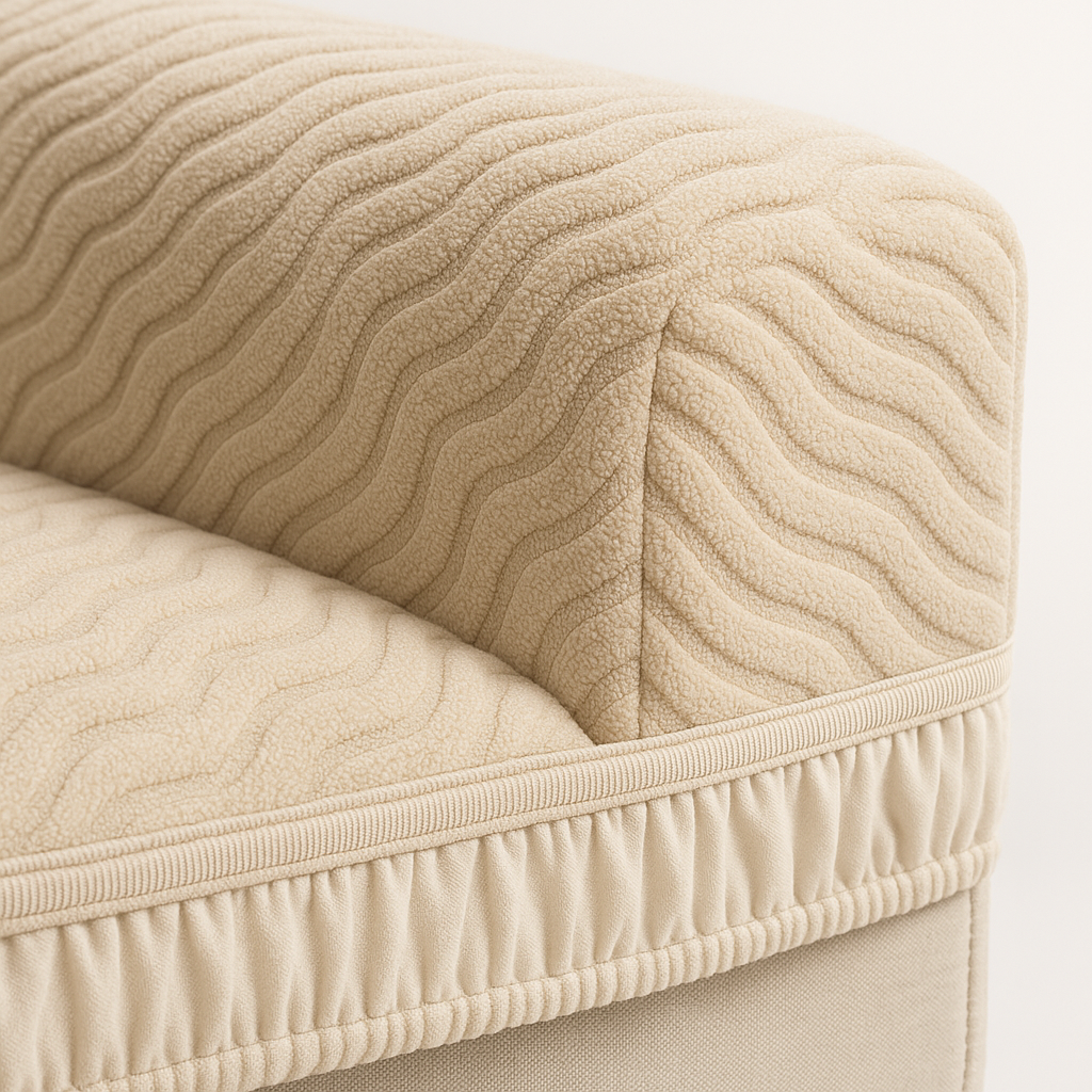 Close-up detail shot of Wave Stripe Non-slip Plush Sofa Cover - Transform Your Furniture in Minutes showcasing premium quality, product detail view