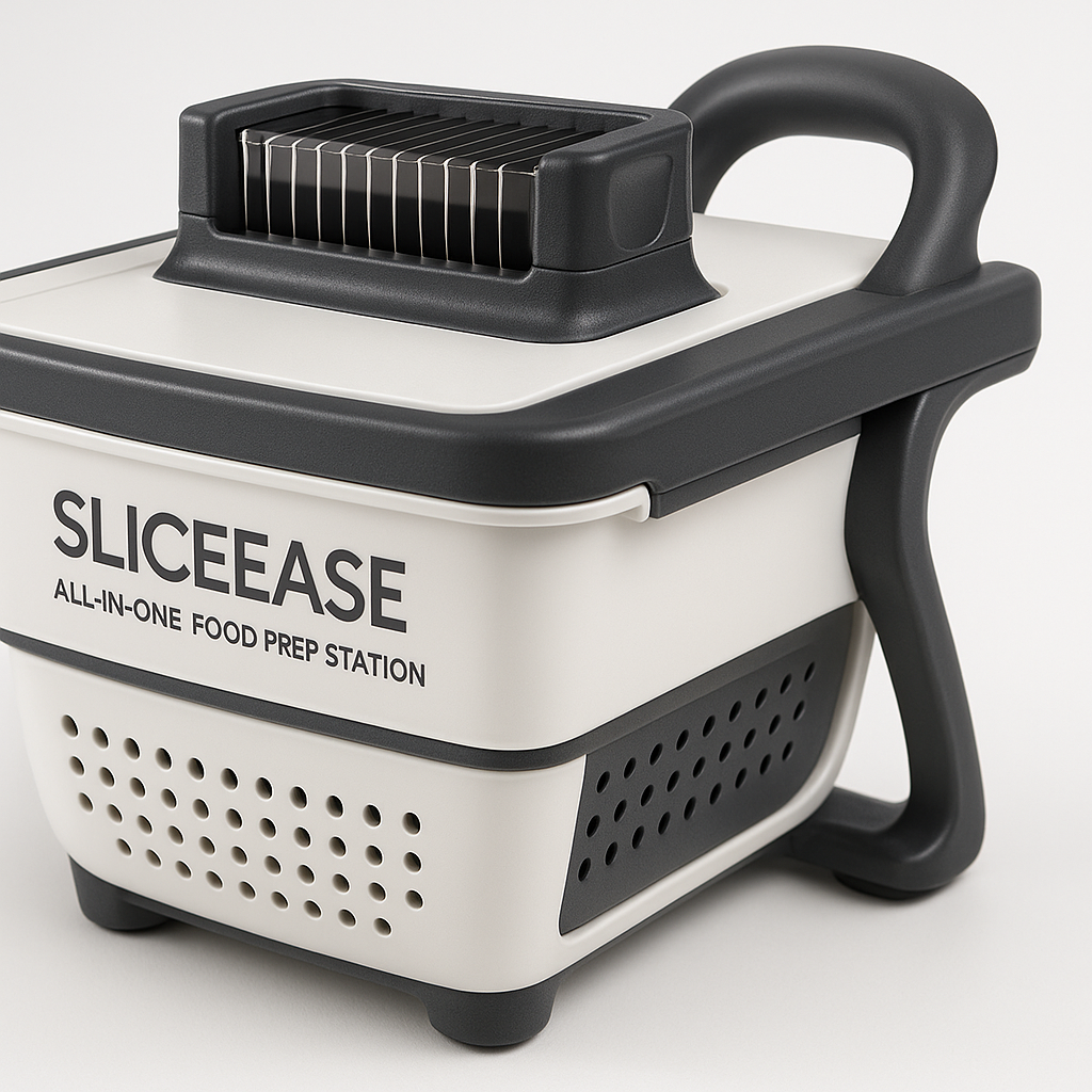 Close-up detail shot of SLICEEASE All-in-One Food Prep Station - Revolutionize Your Kitchen in Minutes showcasing premium quality, product detail view