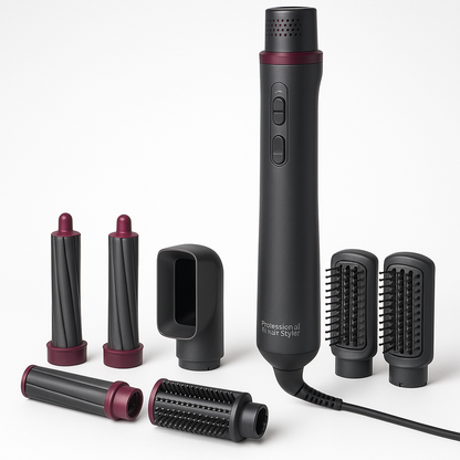 Professional product photo of Professional Air Hair Styler Kit - 6-in-1 Automatic Curling & Styling System, clean white background, commercial photography, high quality