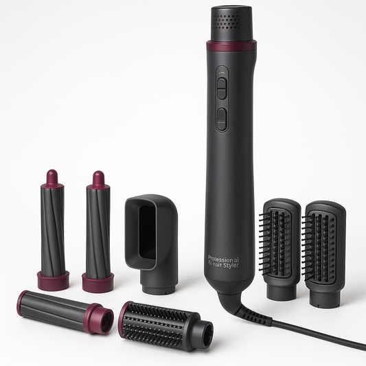 Professional product photo of Professional Air Hair Styler Kit - 6-in-1 Automatic Curling & Styling System, clean white background, commercial photography, high quality
