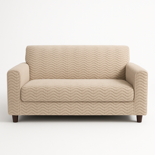 Professional product photo of Wave Stripe Non-slip Plush Sofa Cover - Transform Your Furniture in Minutes, clean white background, commercial photography, high quality