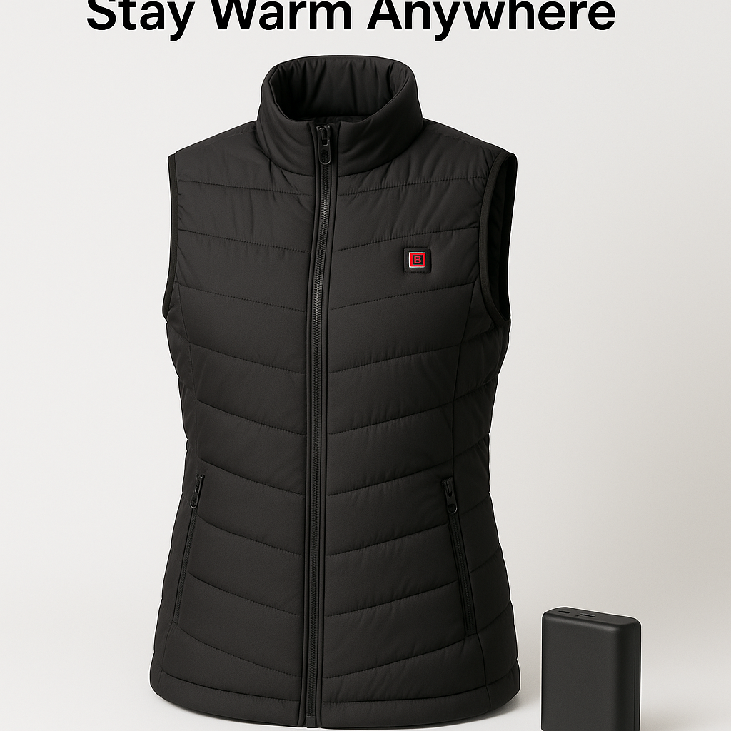 Customer testimonial image featuring Women's Heated Gilet with High Capacity Battery - Stay Warm Anywhere, collection style layout