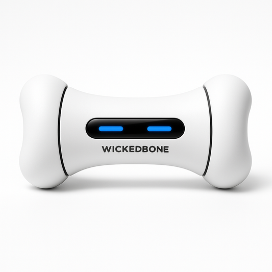 Professional product photo of Wickedbone: Smart Pet Induction Interactive Toy With App Control, clean white background, commercial photography, high quality