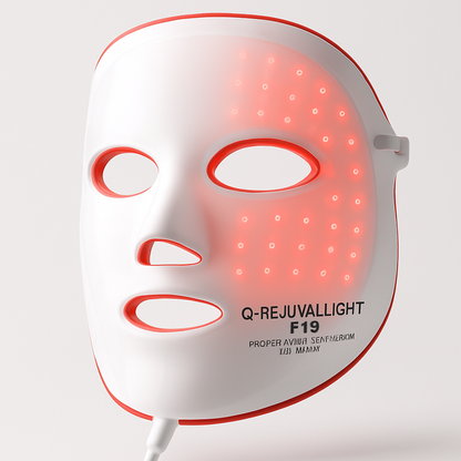 Close-up detail shot of Red Light Mask Q-Rejuvalight Pro | Professional LED Therapy At Home showcasing premium quality, product detail view