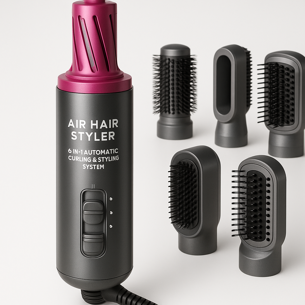 Close-up detail shot of Professional Air Hair Styler Kit - 6-in-1 Automatic Curling & Styling System showcasing premium quality, product detail view