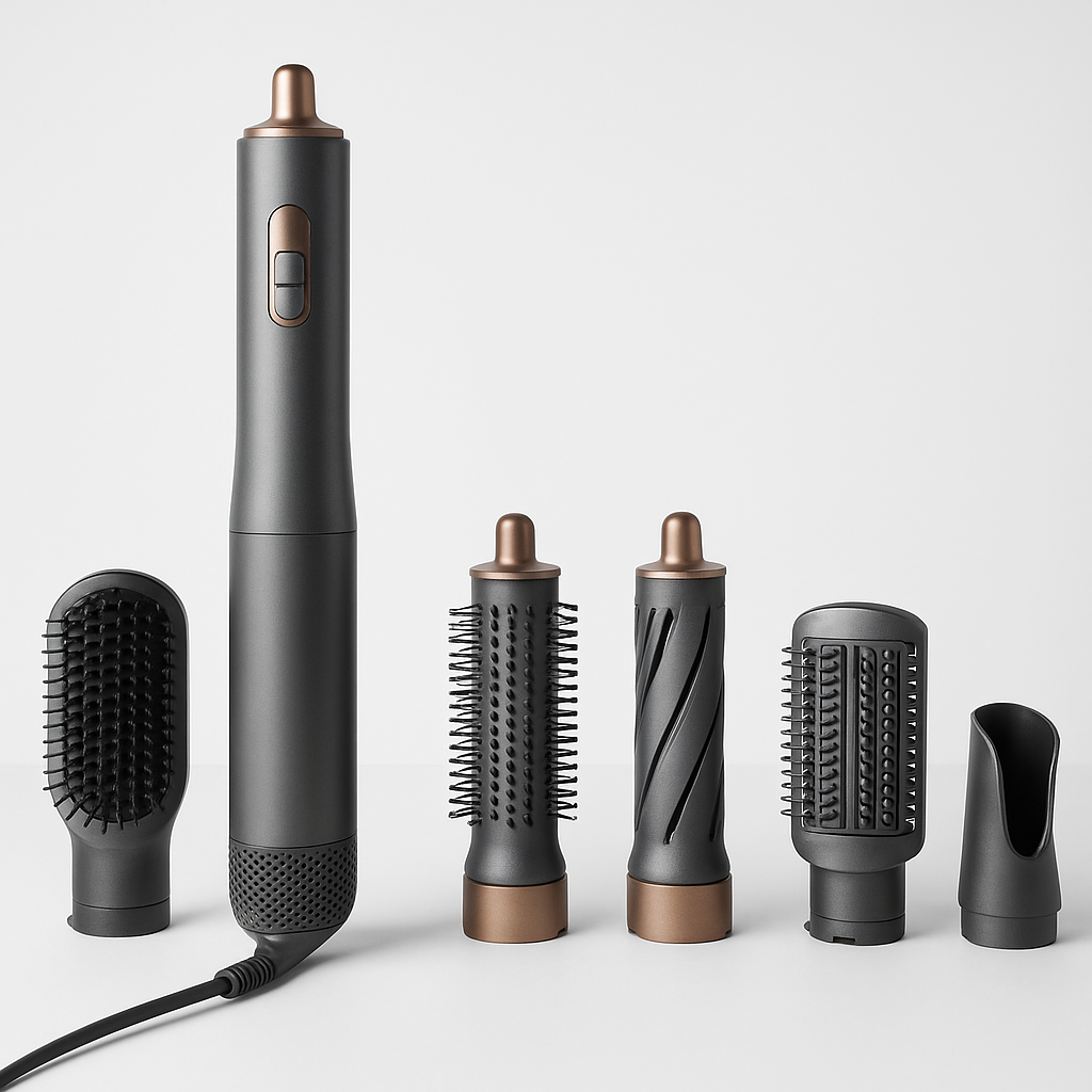 Customer testimonial image featuring Professional Air Hair Styler Kit - 6-in-1 Automatic Curling & Styling System, collection style layout