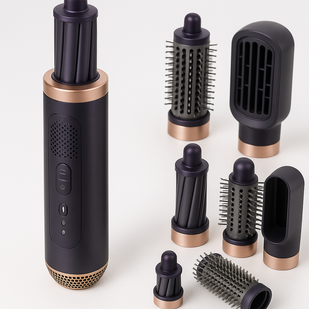 Close-up detail shot of Professional Air Hair Styler Kit - 6-in-1 Automatic Curling Iron with 110000 RPM Negative Ionic Technology showcasing premium quality, product detail view