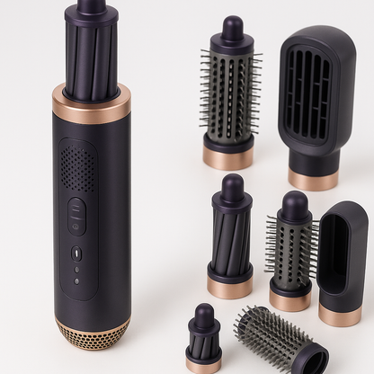 Close-up detail shot of Professional Air Hair Styler Kit - 6-in-1 Automatic Curling Iron with 110000 RPM Negative Ionic Technology showcasing premium quality, product detail view