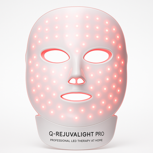 Professional product photo of Red Light Mask Q-Rejuvalight Pro | Professional LED Therapy At Home, clean white background, commercial photography, high quality