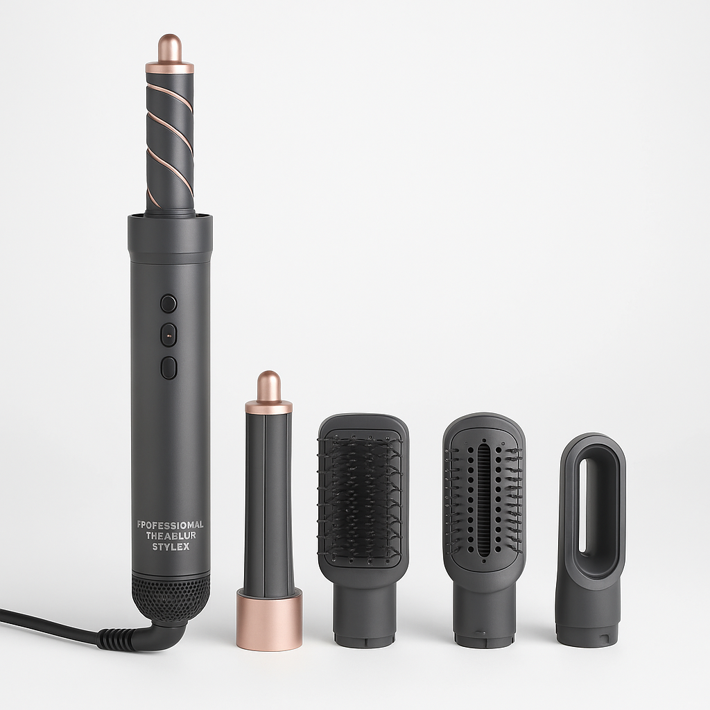 Professional product photo of Professional Air Hair Styler Kit - 6-in-1 Automatic Curling & Styling System, clean white background, commercial photography, high quality
