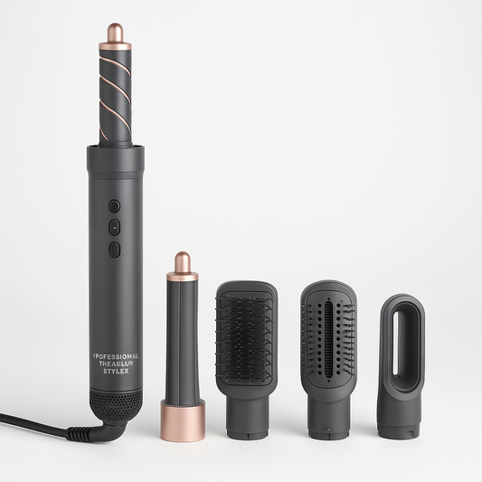 Professional product photo of Professional Air Hair Styler Kit - 6-in-1 Automatic Curling & Styling System, clean white background, commercial photography, high quality