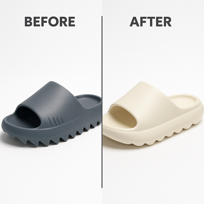 Before and after comparison showing Sharks Slides - Cloud Slides: Experience Walking on Air with Every Step results, slideshow format