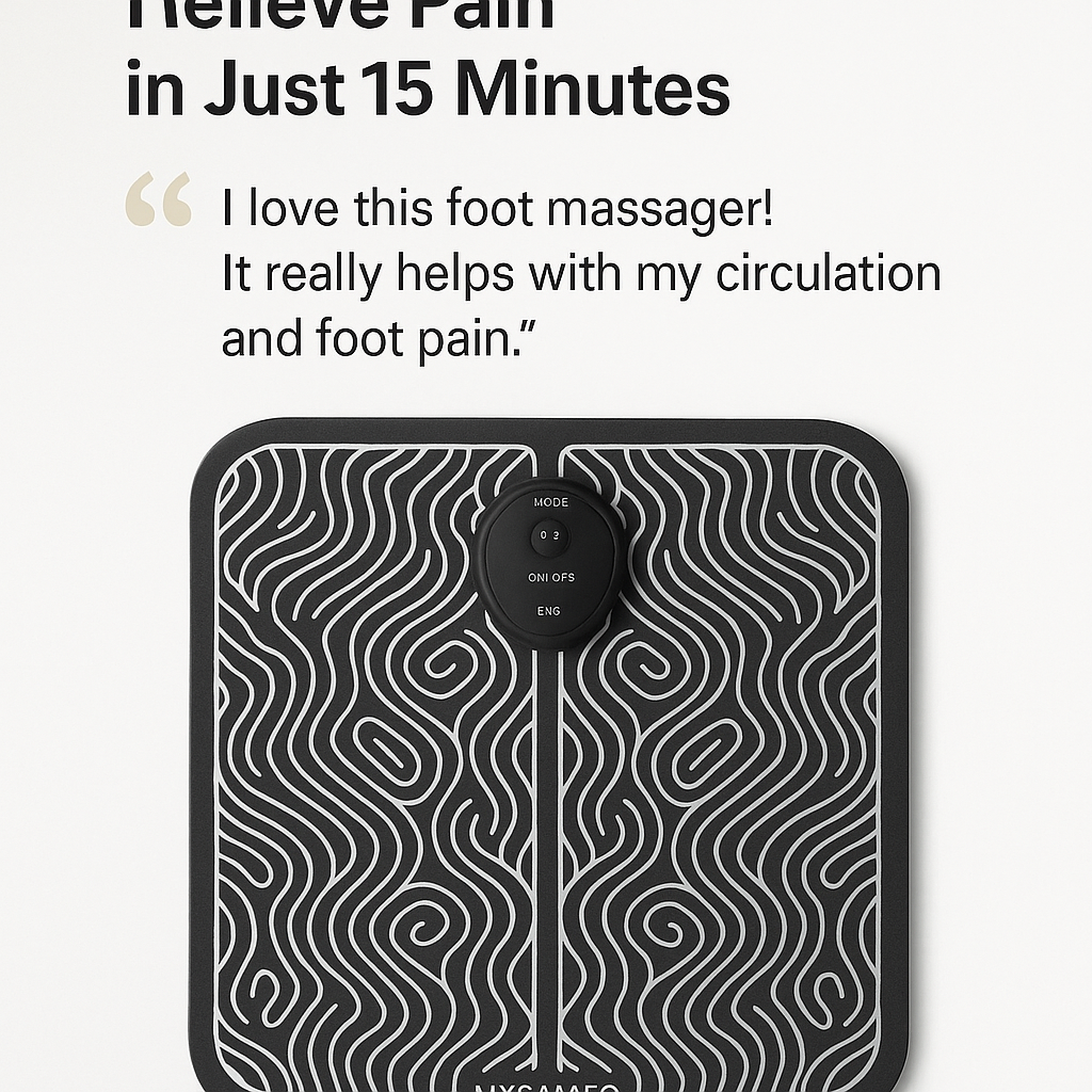 Customer testimonial image featuring Mysameo EMS Foot Massager - Improve Circulation & Relieve Pain in Just 15 Minutes, collection style layout